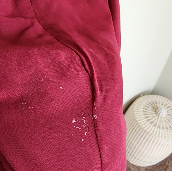 Dessy Collection Lux Chiffon Halter Back Ruffle Floor Dress In Burgundy 14 NWT - Picture 7 of 11